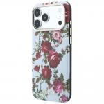 Husa Guess Blossom Roses Print cu MagSafe compatibila cu iPhone 18 Pro / 17 Pro, Albastru 3 - lerato.ro