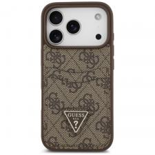 Huse si carcase iPhone 17 Pro, Husa Guess 4G Double Card Triangle compatibila cu iPhone 18 Pro / 17 Pro, Maro, lerato.ro