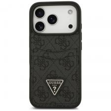 Huse si carcase iPhone 17 Pro, Husa Guess 4G Double Card Triangle compatibila cu iPhone 18 Pro / 17 Pro, Negru, lerato.ro