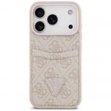 Huse si carcase iPhone 17 Pro, Husa Guess 4G Double Card Triangle compatibila cu iPhone 18 Pro / 17 Pro, Roz, lerato.ro