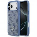 Husa Guess 4G Double Card Triangle compatibila cu iPhone 18 Pro Max / 17 Pro Max, Albastru 4 - lerato.ro