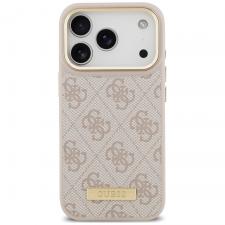Huse si carcase iPhone 17 Pro Max, Husa Guess 4G Logo Plate cu MagSafe compatibila cu iPhone 18 Pro Max / 17 Pro Max, Roz, lerato.ro