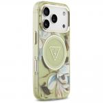 Husa Guess IML Glitter Flowers Triangle cu MagSafe compatibila cu iPhone 18 Pro Max / 17 Pro Max, Verde 5 - lerato.ro