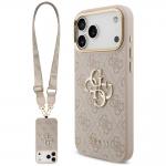 Husa Guess 4G Big 4G Classic Logo Big Strap Metal Buttons compatibila cu iPhone 18 Pro / 17 Pro, Roz 2 - lerato.ro