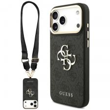 Huse si carcase iPhone 17 Pro, Husa Guess 4G Big 4G Classic Logo Big Strap Metal Buttons compatibila cu iPhone 18 Pro / 17 Pro, Negru, lerato.ro