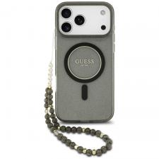 Huse si carcase iPhone 17 Pro, Husa Guess IML Glitter Pearl Strap cu MagSafe compatibila cu iPhone 18 Pro / 17 Pro, Negru, lerato.ro