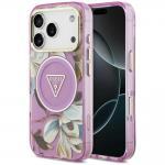 Husa Guess IML Glitter Flowers Triangle cu MagSafe compatibila cu iPhone 18 Pro Max / 17 Pro Max, Violet 4 - lerato.ro