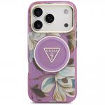 Husa Guess IML Glitter Flowers Triangle cu MagSafe compatibila cu iPhone 18 Pro Max / 17 Pro Max, Violet 2 - lerato.ro