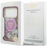 Husa Guess IML Glitter Flowers Triangle cu MagSafe compatibila cu iPhone 18 Pro Max / 17 Pro Max, Violet 9 - lerato.ro