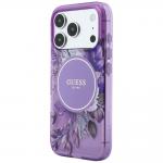 Husa Guess IML Flowers Pearl Strap cu MagSafe compatibila cu iPhone 18 Pro / 17 Pro, Mov 3 - lerato.ro