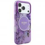 Husa Guess IML Flowers Pearl Strap cu MagSafe compatibila cu iPhone 18 Pro / 17 Pro, Mov 4 - lerato.ro