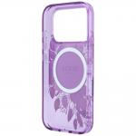 Husa Guess IML Flowers Pearl Strap cu MagSafe compatibila cu iPhone 18 Pro / 17 Pro, Mov 7 - lerato.ro
