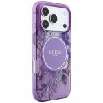 Husa Guess IML Flowers Pearl Strap cu MagSafe compatibila cu iPhone 18 Pro Max / 17 Pro Max, Mov 4 - lerato.ro