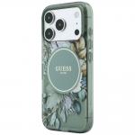 Husa Guess IML Flowers Pearl Strap cu MagSafe compatibila cu iPhone 18 Pro Max / 17 Pro Max, Verde 3 - lerato.ro