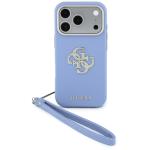 Husa Guess Smooth Big Strass Logo and Strap compatibila cu iPhone 18 Pro / 17 Pro, Albastru 2 - lerato.ro