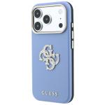 Husa Guess Smooth Big Strass Logo and Strap compatibila cu iPhone 18 Pro / 17 Pro, Albastru 4 - lerato.ro