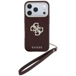 Husa Guess Smooth Big Strass Logo and Strap compatibila cu iPhone 18 Pro Max / 17 Pro Max, Burgundy 2 - lerato.ro