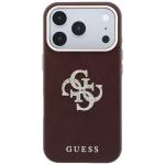 Husa Guess Smooth Big Strass Logo and Strap compatibila cu iPhone 18 Pro Max / 17 Pro Max, Burgundy 4 - lerato.ro