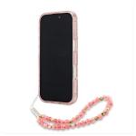 Carcasa Guess IML Flowers Allover Electro cu Pearl Strap si MagSafe compatibila cu iPhone 16 Pro Max, Roz 5 - lerato.ro