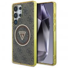 Huse si carcase Samsung Galaxy S25 Ultra, Husa Guess compatibila cu Samsung Galaxy S25 Ultra, 4G Glitter Triangle Buttons MagSafe, Maro, lerato.ro
