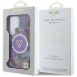 Husa Guess compatibila cu Samsung Galaxy S25 Ultra, Glitter Flowers Triangle Buttons MagSafe, Mov 9 - lerato.ro