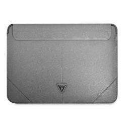 Husa Guess Saffiano Triangle Logo compatibila cu laptop 14 inch Silver