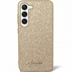 Husa Guess compatibila cu Samsung Galaxy S24 Plus, Glitter Script, Gold
