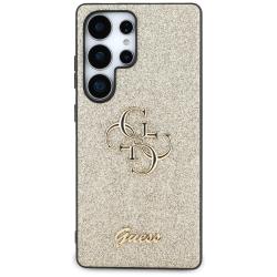 Husa Guess compatibila cu Samsung Galaxy S25 Ultra, Fixed Glitter Big 4G Metal Logo, Auriu