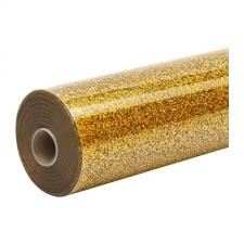 Folie de transfer termic cu sclipici HTVRONT, 90 cm x 30.5 cm, Flexibila, Durabila, Usor de aplicat, Gold