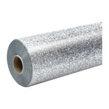 Folie de transfer termic cu sclipici HTVRONT, 90 cm x 30.5 cm, Flexibila, Durabila, Usor de aplicat, Silver