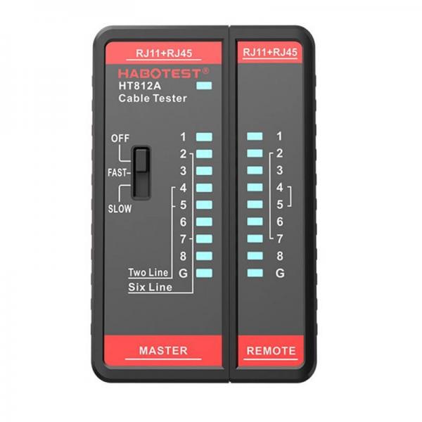 Aparat de masura digital Habotest HT812A , Tester de cablu de retea si telefonie, RJ45, RJ14, RJ12, RJ9, Negru