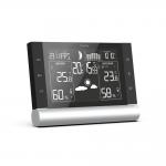 Statie meteo smart Hama Black Line Plus, Prognoza meteo, Afisaj temperatura, Termometru, Higrometru, Barometru, Alarma inghet, Ceas, Negru 2 - lerato.ro