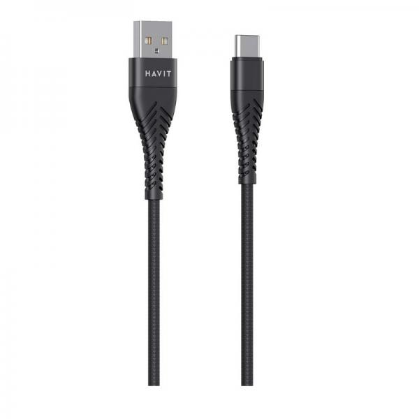 Cablu pentru incarcare si transfer de date Havit CB707 USB/USB Type-C 1m Negru