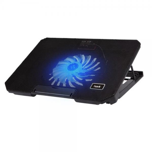 Suport cooler laptop F2030 Havit GAMENOTE compatibil pana la 17 inch, iluminat LED, reglabil pe inaltime, 1 ventilator, Negru