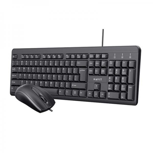 Kit tastatura si mouse Havit KB611CM, conexiune USB, 104 taste, 3 butoane, dpi 1200, lungime cablu 1.35m, Negru 1 - lerato.ro