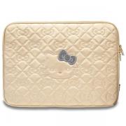 Husa Hello Kitty Zip PU Quilted Bows compatibila cu laptop 13/14 inch, Gold