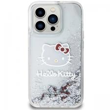 Carcasa Hello Kitty Liquid Glitter Charms, Kitty Head, compatibila cu iPhone 13 Pro Max, Argintiu