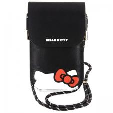 Leather Style, Geanta universala din piele pentru telefon Hello Kitty Hiding Kitty Cord, Negru, lerato.ro