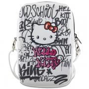 Geanta universala din piele pentru telefon Hello Kitty Graffiti Kitty Head, Alb