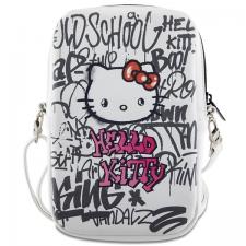 Leather Style, Geanta universala din piele pentru telefon Hello Kitty Graffiti Kitty Head, Alb, lerato.ro