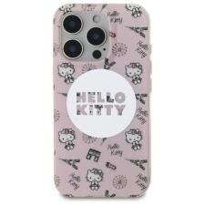 Carcasa Hello Kitty IML All Over Paris cu MagSafe compatibila cu iPhone 16 Pro, Roz