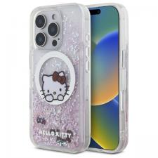 Carcasa Hello Kitty, Liquid Glitter Sweet Kitty Bows cu MagSafe, compatibila cu iPhone 16 Pro, Alb