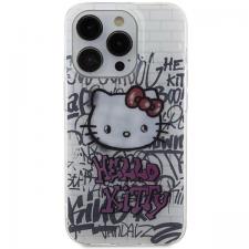 Carcasa Hello Kitty IML Kitty On Bricks Graffiti compatibila cu iPhone 14 Pro, Alb
