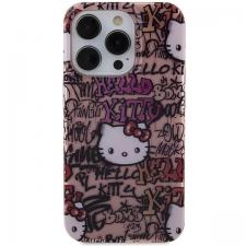 Carcasa Hello Kitty IML Tags Graffiti compatibila cu iPhone 15 Pro, Roz