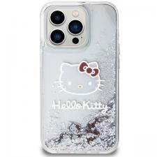 Carcasa Hello Kitty Liquid Glitter Charms Kitty Head compatibila cu iPhone 15 Pro, Silver
