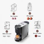Espressor cu capsule 4in1 HiBREW H3A, 19 bar, 1450W, 1000ml, Compatibil cu capsule Nespresso, Dolce Gusto si cafea macinata, Negru/Gri 3 - lerato.ro