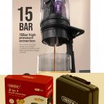 Espressor portabil HiBREW H4A-Premium 3 in 1 cu geanta de transport, 15 bar, 80W, 60ml, Alimentare: Cablu USB, Incarcator auto si retea, Compatibil cu capsule Nespresso, Dolce Gusto si cafea macinata, Negru 6 - lerato.ro
