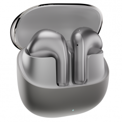 Casti bluetooth wireless TWS HiFuture Chromebuds, Bluetooth 5.4, Pana la 6 ore autonomie casti, 30 de ore autonomie combinat, IPX 5, Ultra Bass, ENC, Silver