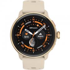 Ceas smartwatch dama HiFuture Vela, Display AMOLED 1.43 inch, GPS, Compass, Alitmetru, Apeluri Bluetooth, Autonomie pana la 10 zile, Rezistenta la apa, Bej