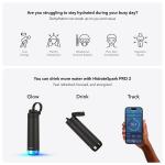 Sticla de apa smart HidrateSpark PRO 2, Capac cu pai, Monitorizare consum lichide, Izolatie dubla din otel inoxidabil, Iluminare LED, Incarcare USB-C, 621ml, Negru 8 - lerato.ro